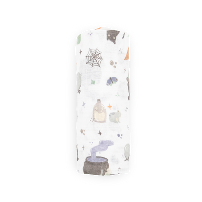 Cotton Muslin Swaddle Blanket - Cats and Cauldrons