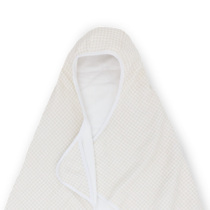 Toddler Hooded Towel - Tan Gingham