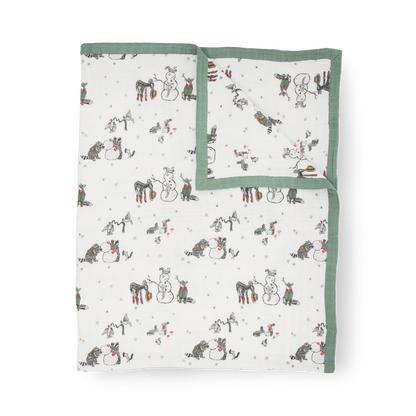 Cotton Muslin Quilted Throw - Snow Day