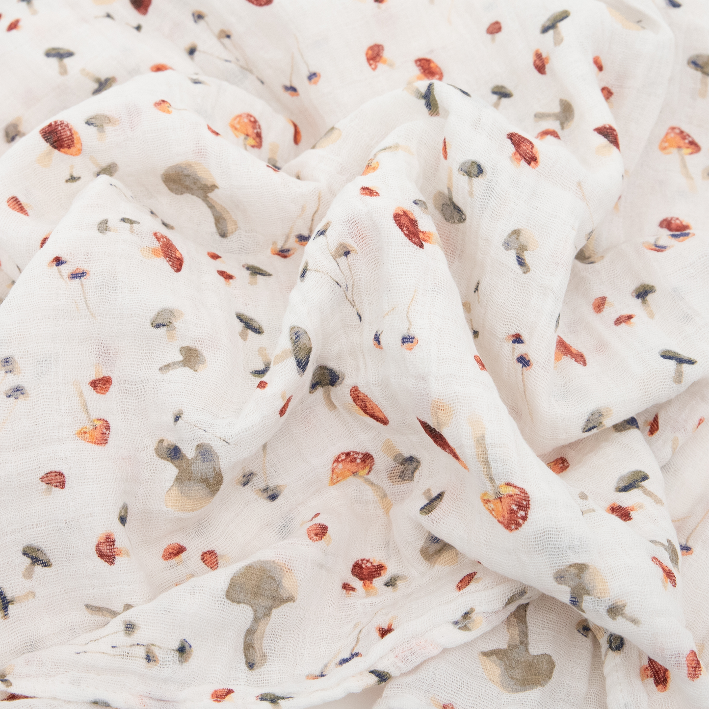 Cotton Muslin Swaddle Blanket - Mushrooms