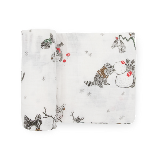 Cotton Muslin Swaddle Blanket - Snow Day