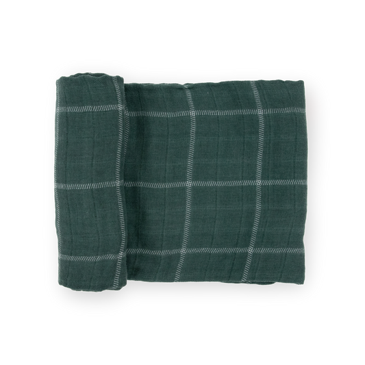 Cotton Muslin Swaddle Blanket - Evergreen Plaid