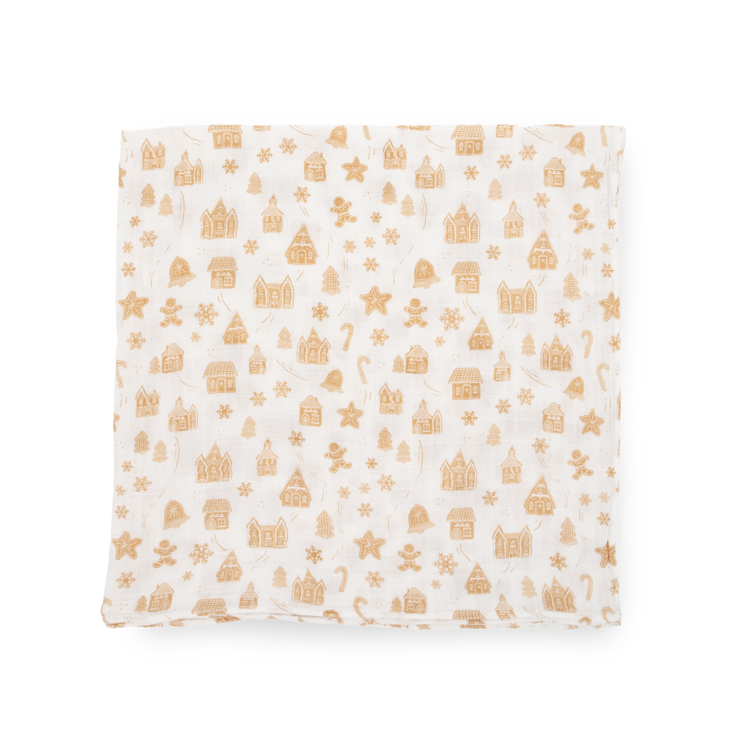 Cotton Muslin Swaddle Blanket - Gingerbread Village