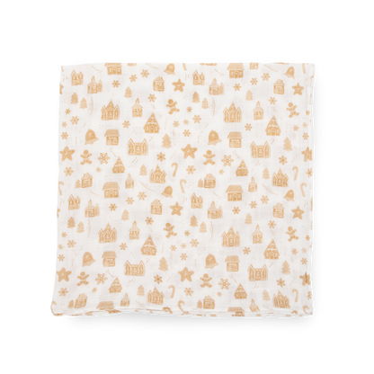 Cotton Muslin Swaddle Blanket - Gingerbread Village