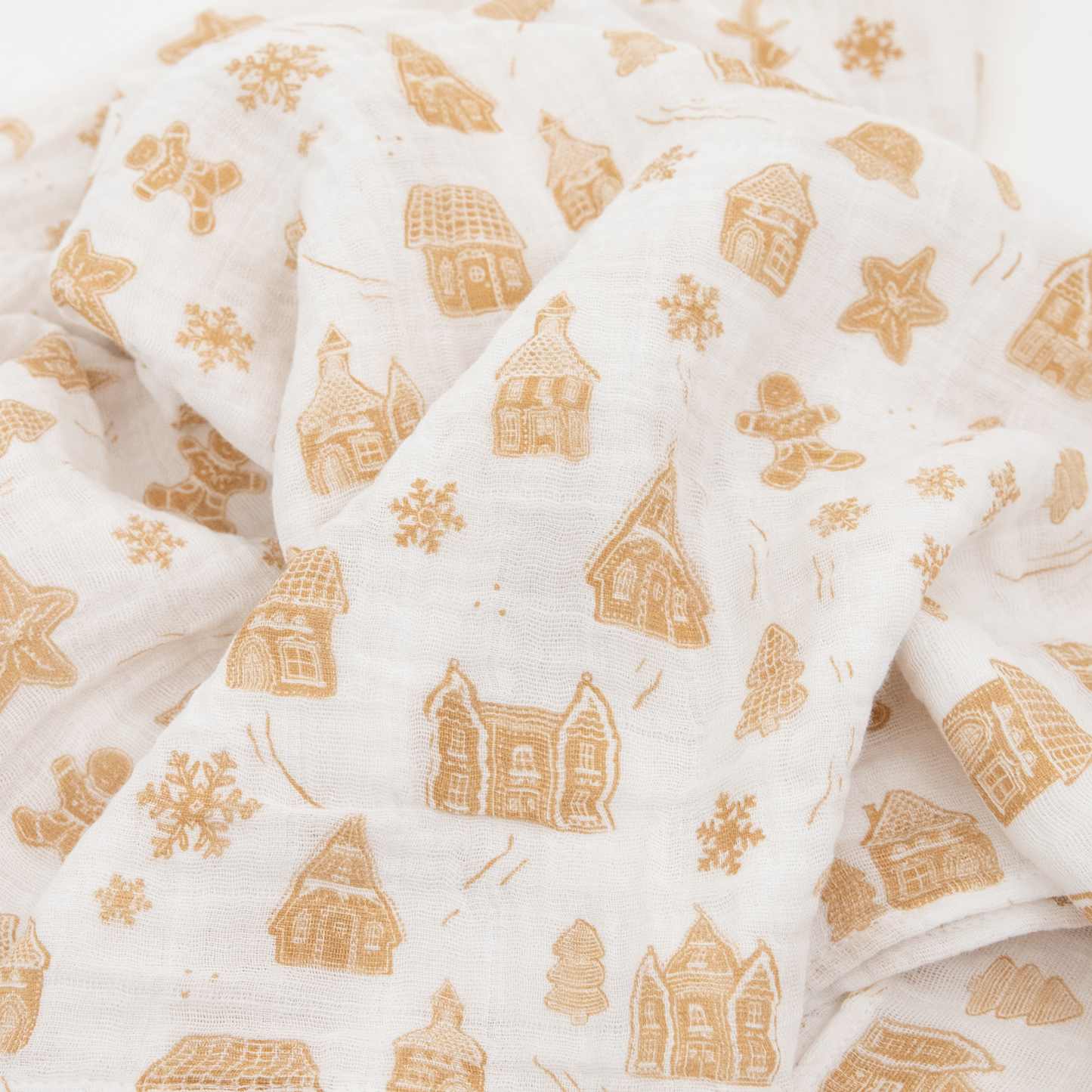 Cotton Muslin Swaddle Blanket - Gingerbread Village