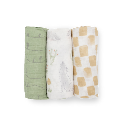 Cotton Muslin Swaddle Blanket 3 Pack - Desert Night