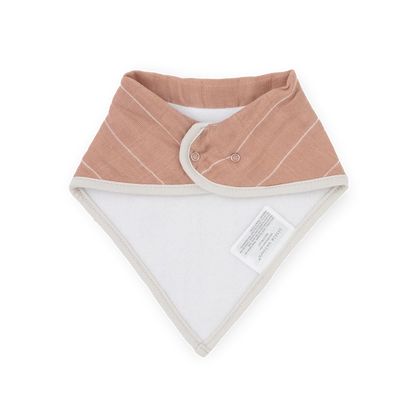 Cotton Muslin + Fleece Bandana Bib 4 Pack - Mauve Stripe