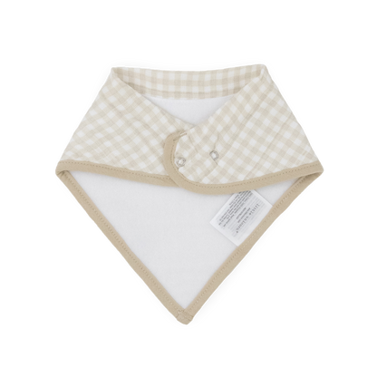 Cotton Muslin + Fleece Bandana Bib 4 Pack - Taupe Cross