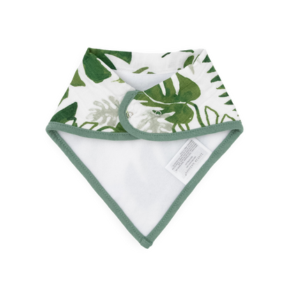 Cotton Muslin + Fleece Bandana Bib 4 Pack - Tropical Leaf