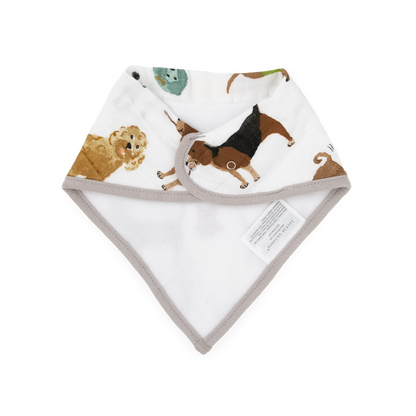 Cotton Muslin + Fleece Bandana Bib 4 Pack - Woof