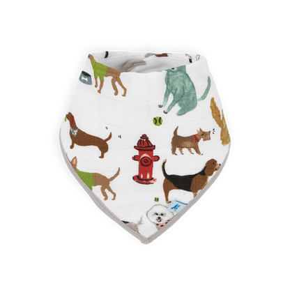 Cotton Muslin + Fleece Bandana Bib 4 Pack - Woof