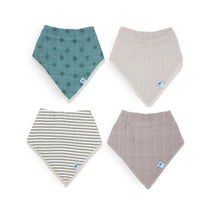 Cotton Muslin + Fleece Bandana Bib 4 Pack - Wallflower