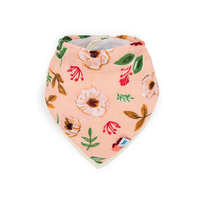 Cotton Muslin + Fleece Bandana Bib 4 Pack - Vintage Floral