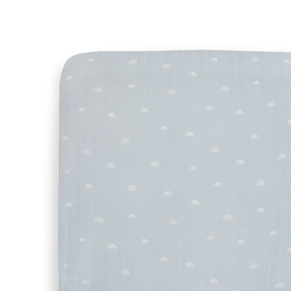 Cotton Muslin Crib Sheet - Blue Rainbow