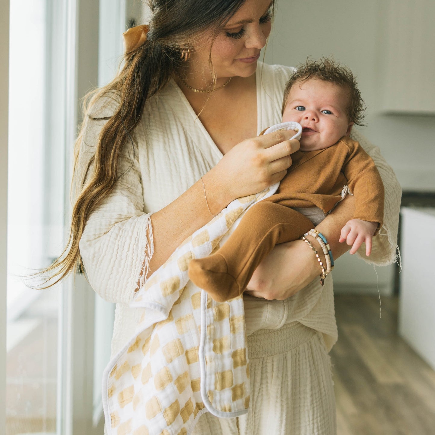 Cotton Muslin Burp Cloth - Adobe Checker