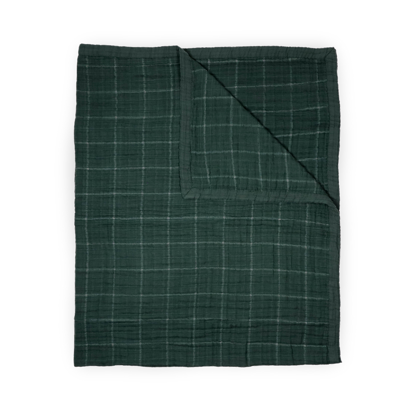 Cotton Muslin Quilted Throw - Evergreen Plaid