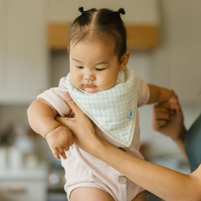 Cotton Muslin + Fleece Bandana Bib 4 Pack - Taupe Cross