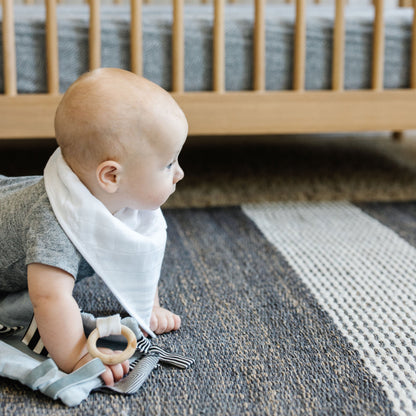 Cotton Muslin + Fleece Bandana Bib 4 Pack - Taupe Cross