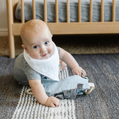 Cotton Muslin + Fleece Bandana Bib 4 Pack - Taupe Cross