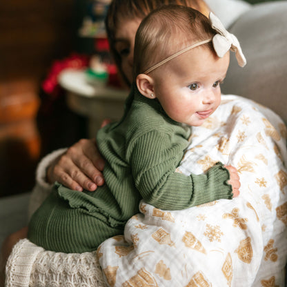 Cotton Muslin Swaddle Blanket - Gingerbread Village