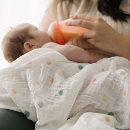 Cotton Muslin Swaddle Blanket - Party Dots