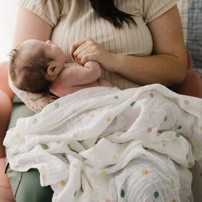 Cotton Muslin Swaddle Blanket - Party Dots