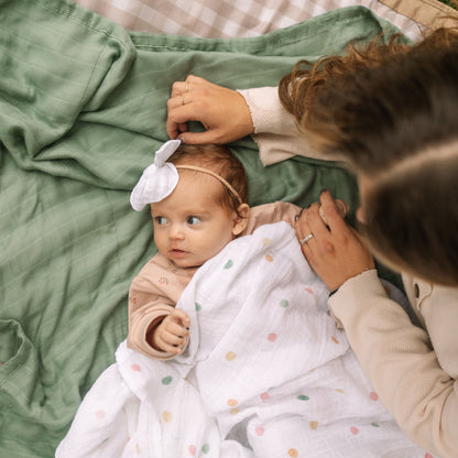 Cotton Muslin Swaddle Blanket - Party Dots