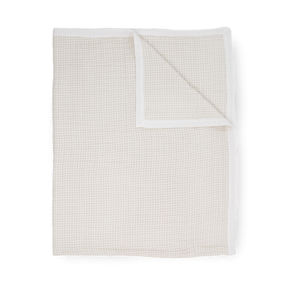 Cotton Muslin Quilted Throw - Tan Gingham