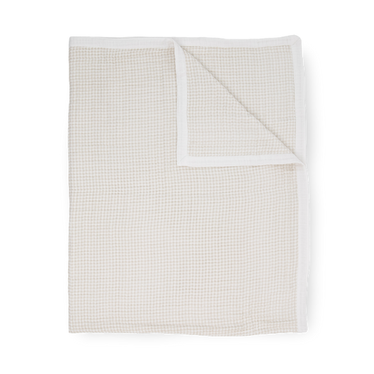 Cotton Muslin Quilted Throw - Tan Gingham