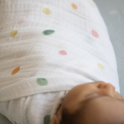 Cotton Muslin Swaddle Blanket - Party Dots