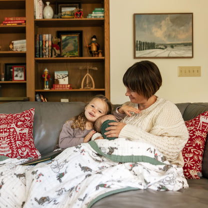 Cotton Muslin Quilted Throw - Snow Day