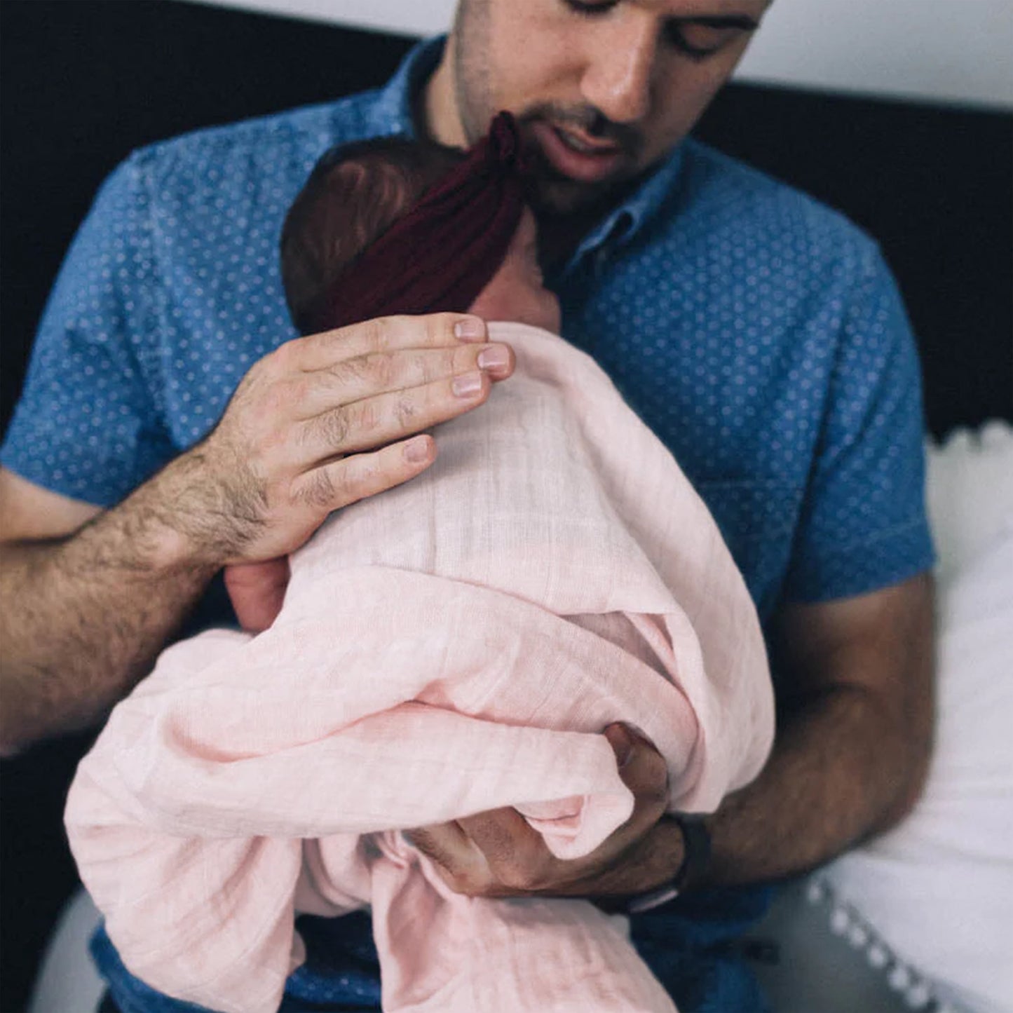 Cotton Muslin Swaddle Blanket - Light Pink