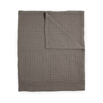 Cotton Muslin Quilted Throw - Mocha