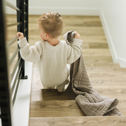 Cotton Muslin Baby Quilt - Mocha