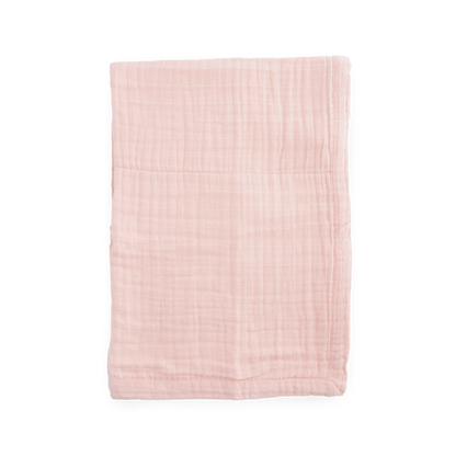 Cotton Muslin Baby Quilt - Light Pink