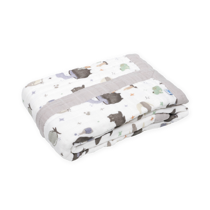 Cotton Muslin Baby Quilt - Cats and Cauldrons