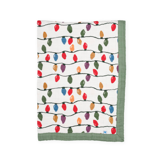 Cotton Muslin Baby Quilt - Christmas Bulbs