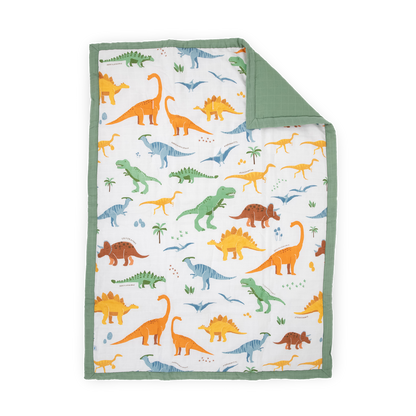 Cotton Muslin Toddler Comforter - Dino Names