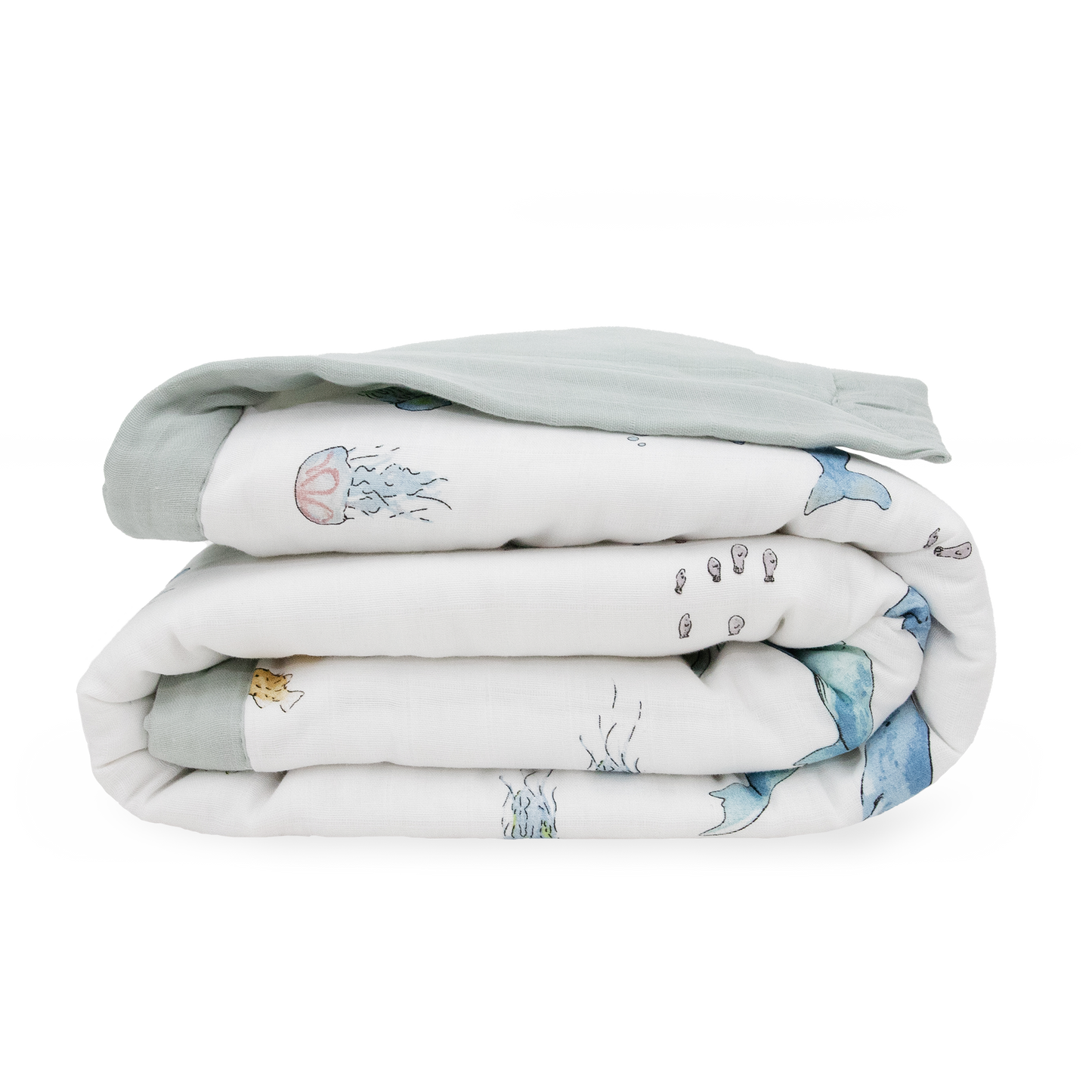 Cotton Muslin Toddler Comforter - Whales