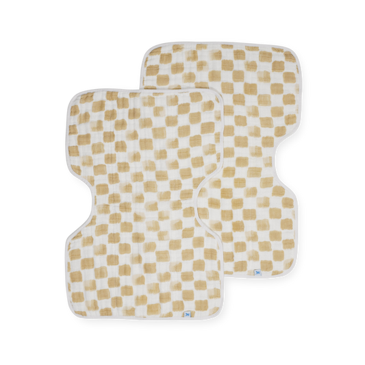 Cotton Muslin Burp Cloth 2 Pack - Adobe Checker