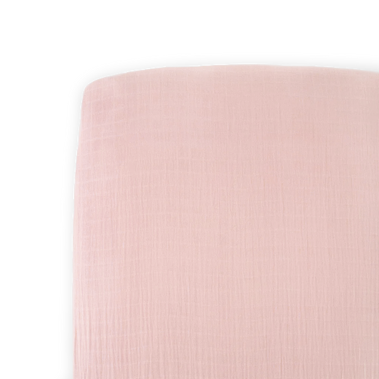 Cotton Muslin Crib Sheet - Light Pink