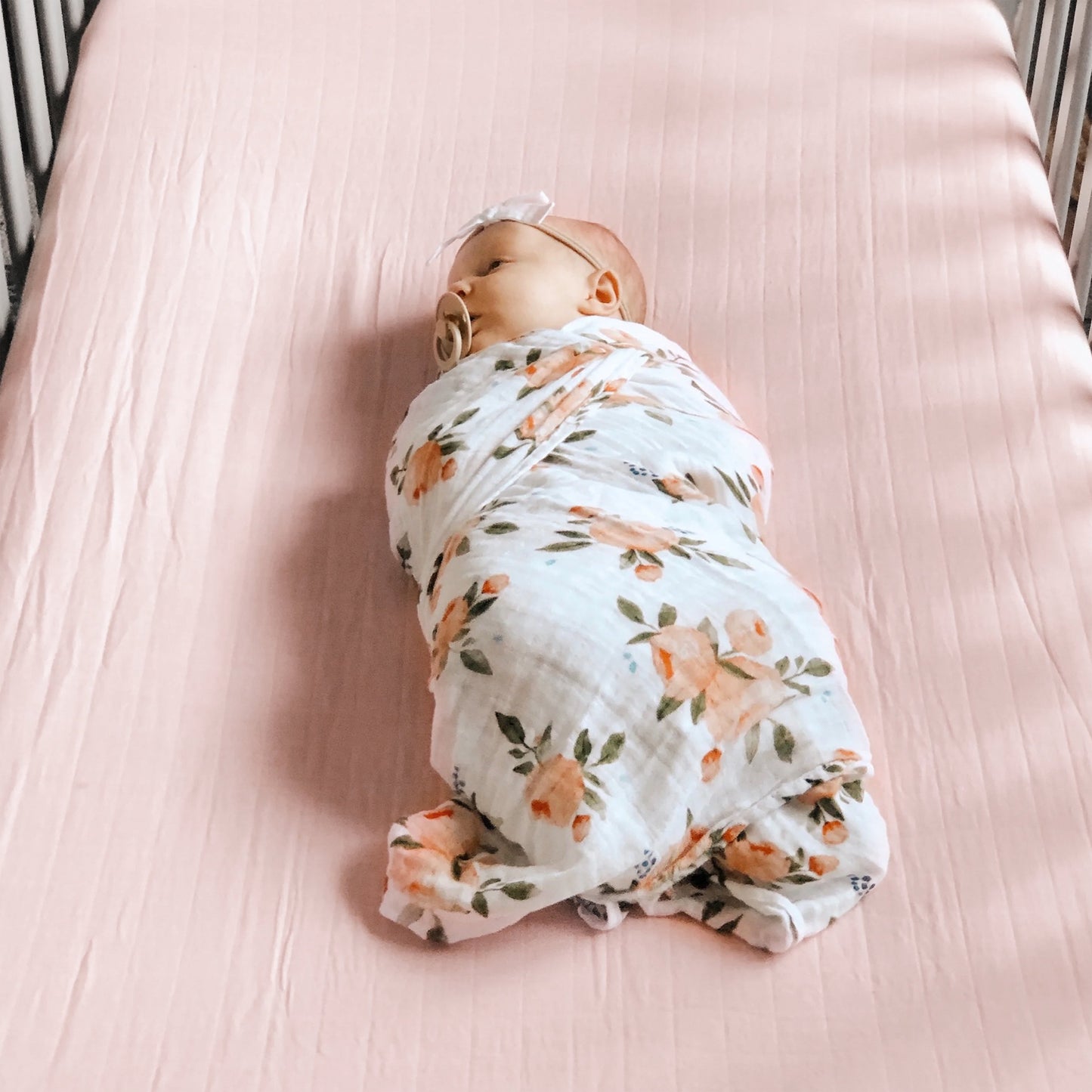 Cotton Muslin Crib Sheet - Light Pink