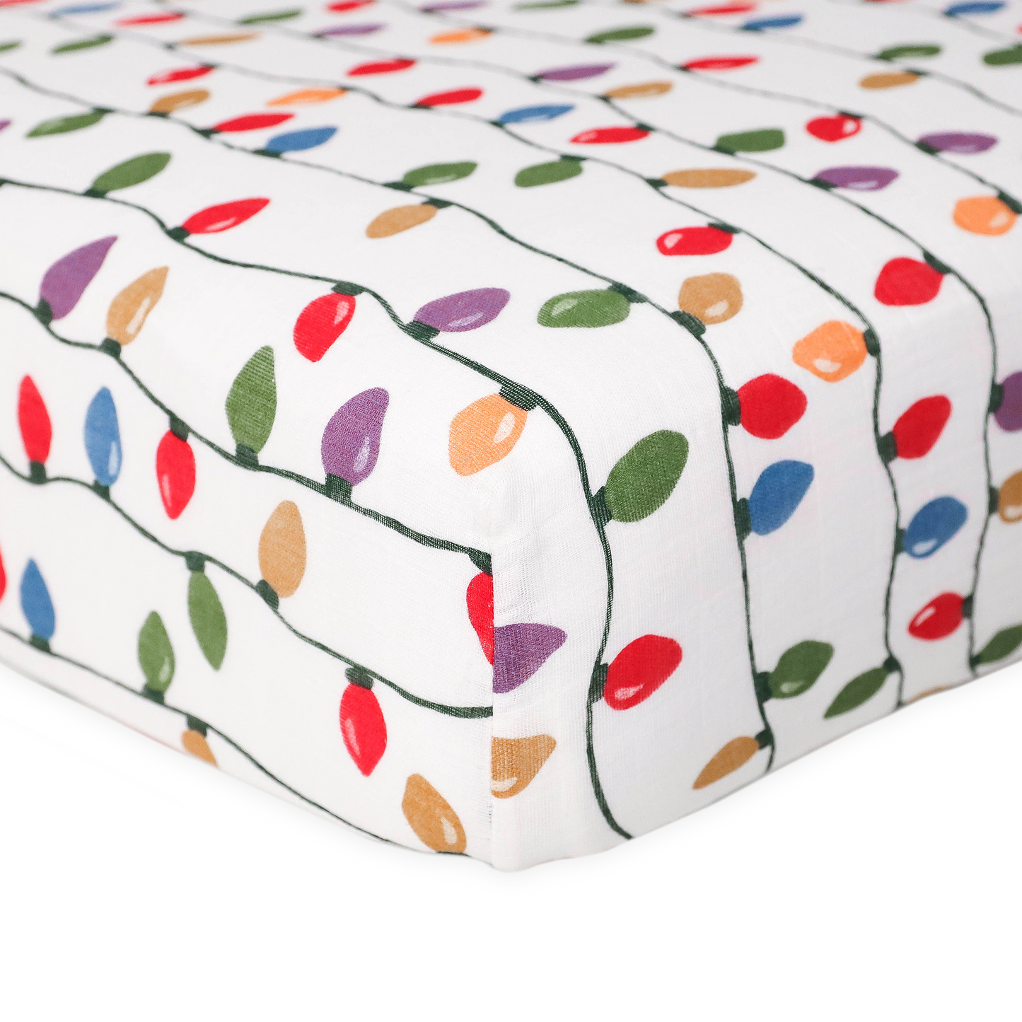 Cotton Muslin Crib Sheet - Christmas Bulbs