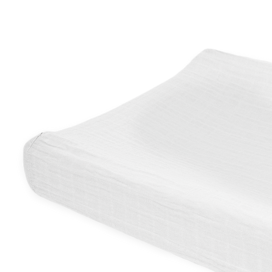 Organic Cotton Muslin Changing Pad Cover - White