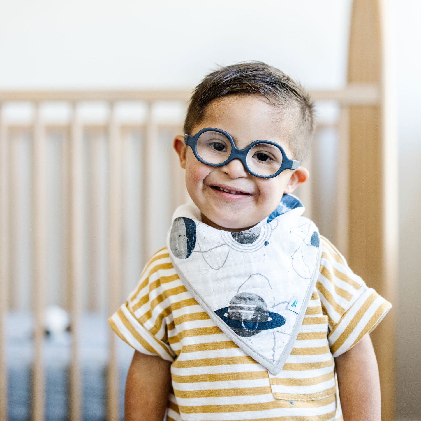 Cotton Muslin + Fleece Bandana Bib 4 Pack - Planetary