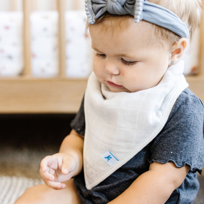 Cotton Muslin + Fleece Bandana Bib 4 Pack - Tropical Leaf