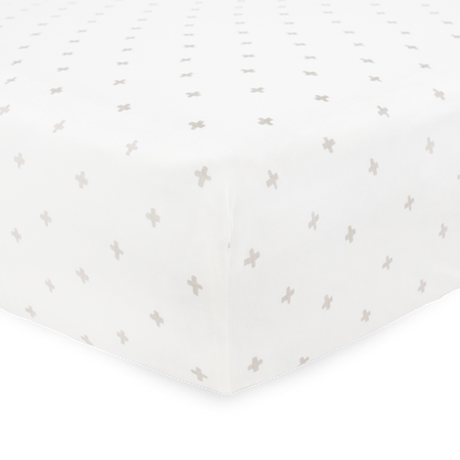 Stretch Knit Crib Sheet - Grey Cross