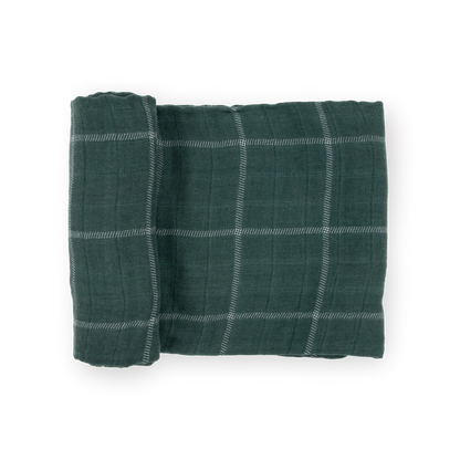 Cotton Muslin Swaddle Blanket - Evergreen Plaid