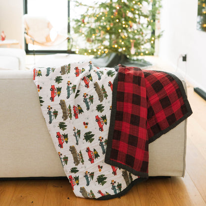 Cotton Muslin Quilted Throw - Holiday Haul