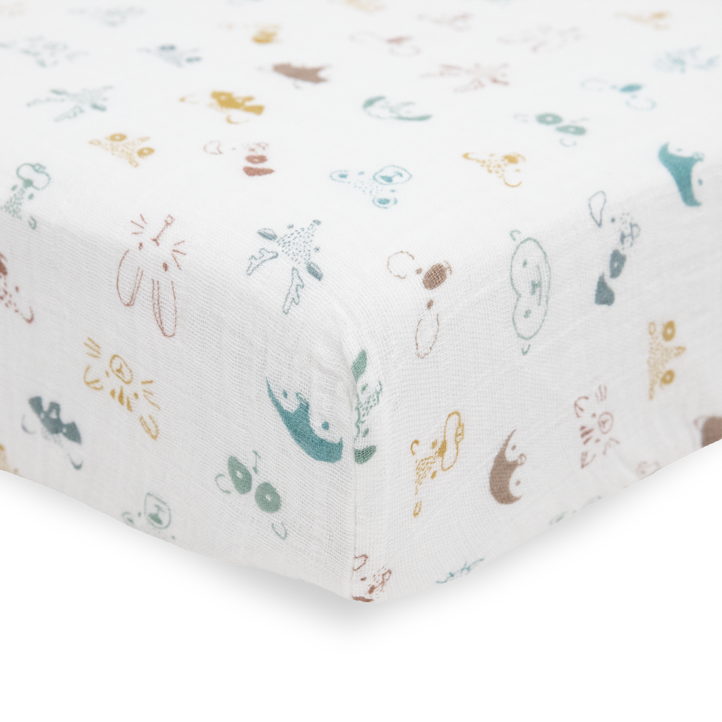 Cotton Muslin Crib Sheet - Animal Crowd